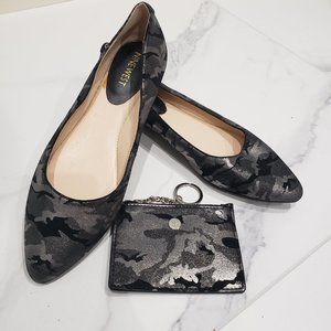Nine West Camo Flats with id key fob